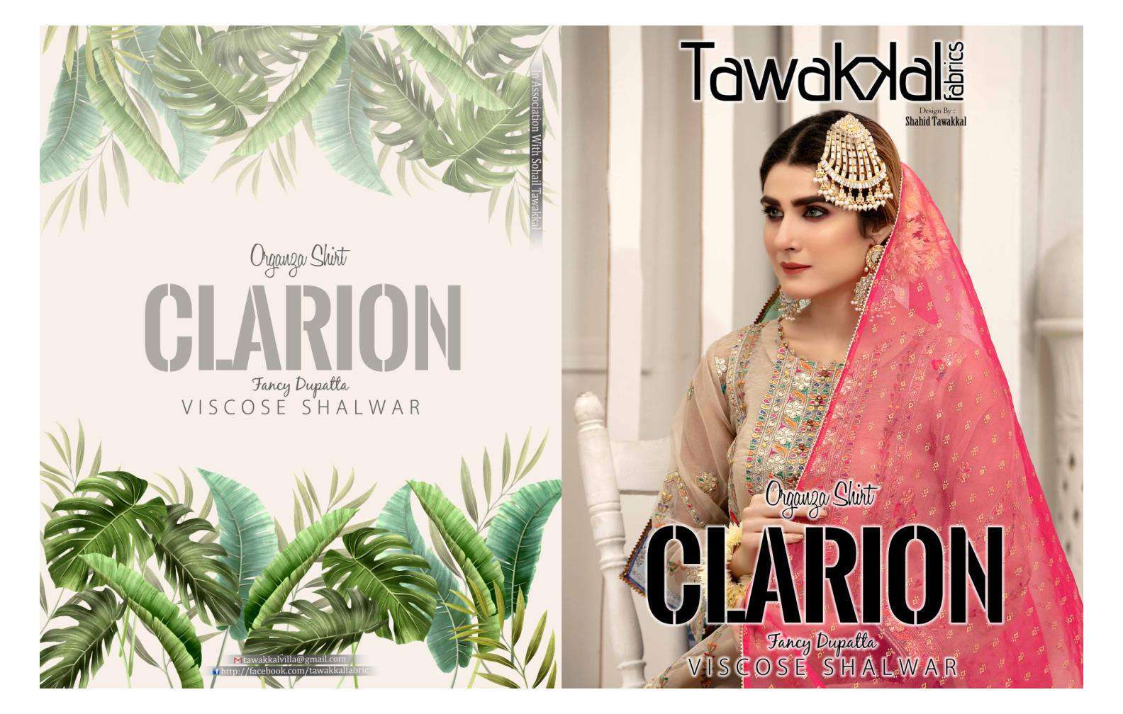 Tawakkal Clarion Embroidered Organza Collection 2021